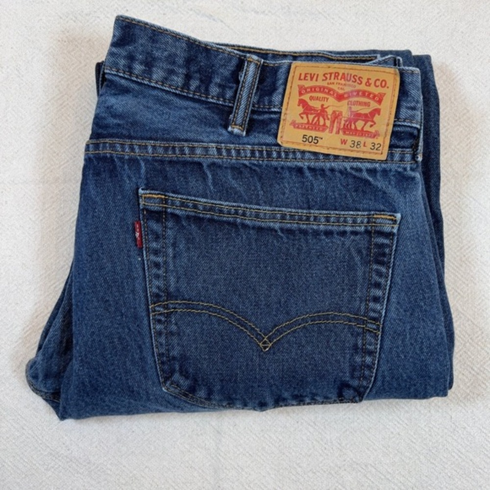 Levi's 505 Jeans Mens Size‎ W38xL32 Regular Fit Dark Wash Denim Pants